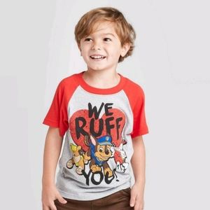 NWT Paw Patrol Red Raglan Valentine T-Shirt/Top
